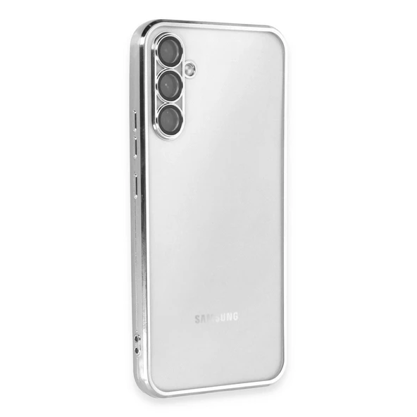 Samsung Galaxy A34 5g Uyumlu Kılıf Kamera Korumalı Lensli Silikon - Gümüş ürün görseli 1