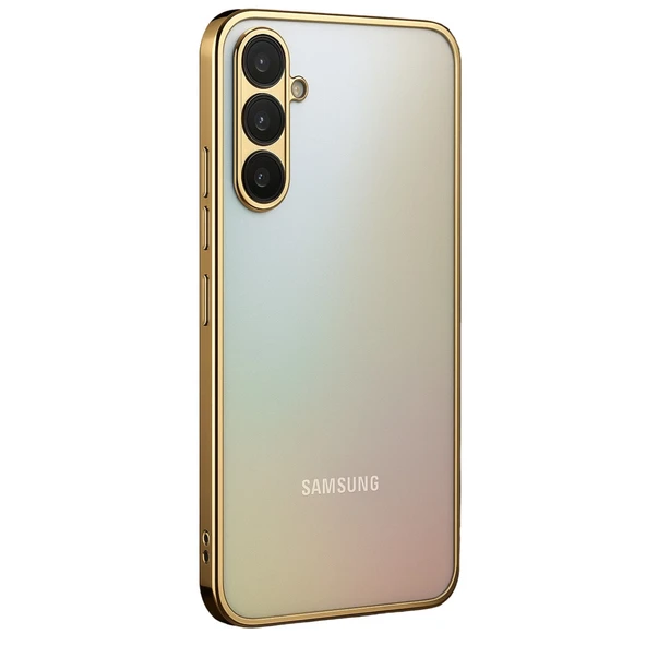 Samsung Galaxy A34 5g Uyumlu Kılıf Kamera Korumalı Lensli Silikon - Gold ürün görseli 1