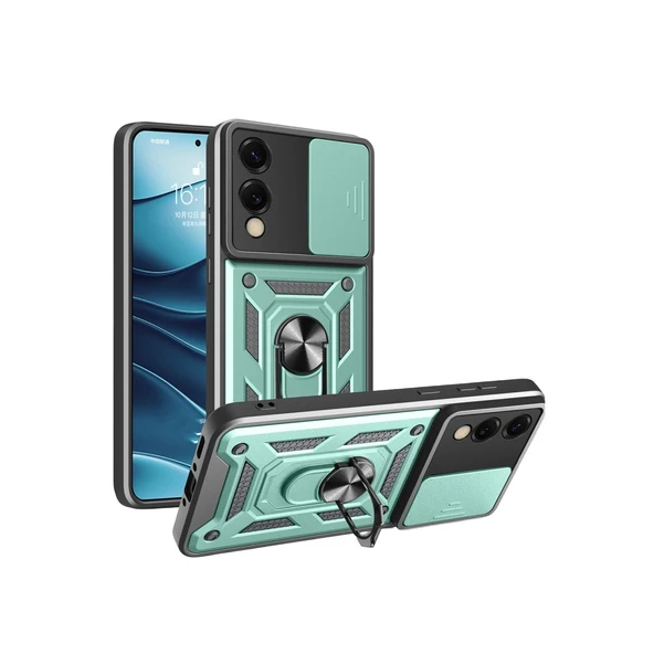 Samsung Galaxy S25 Edge Uyumlu Pars Lens Yüzüklü Silikon - Yeşil ürün görseli 1