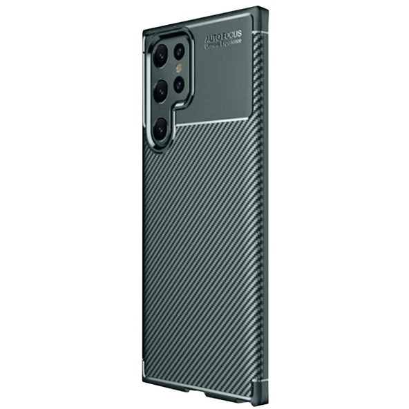Samsung Galaxy S25 Ultra Uyumlu Kılıf Auto Focus Karbon Kapak - Koyu Yeşil ürün görseli 1