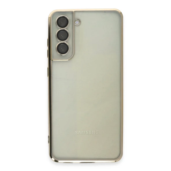 Samsung Galaxy S21 Fe Uyumlu Kılıf Kamera Korumalı Lensli Silikon - Gold ürün görseli 1