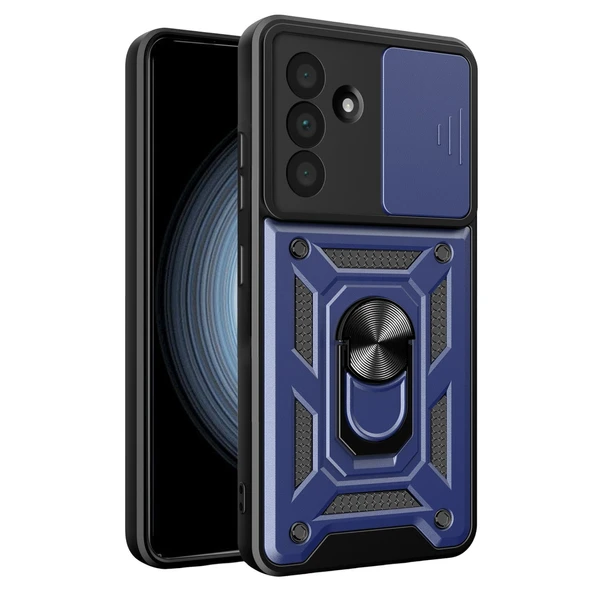 Samsung Galaxy A37 5g Uyumlu Pars Lens Yüzüklü Silikon - Lacivert ürün görseli 1