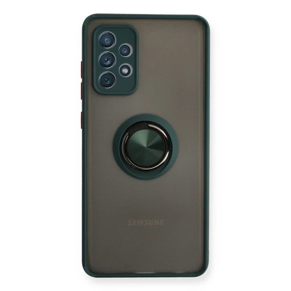 Samsung Galaxy A72 Uyumlu Kılıf Montreal Yüzüklü Silikon Kapak - Yeşil ürün görseli 1