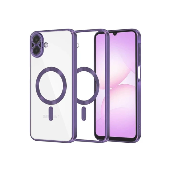 Samsung Galaxy A07 Uyumlu Kross Magneticsafe Kapak - Mor ürün görseli 1