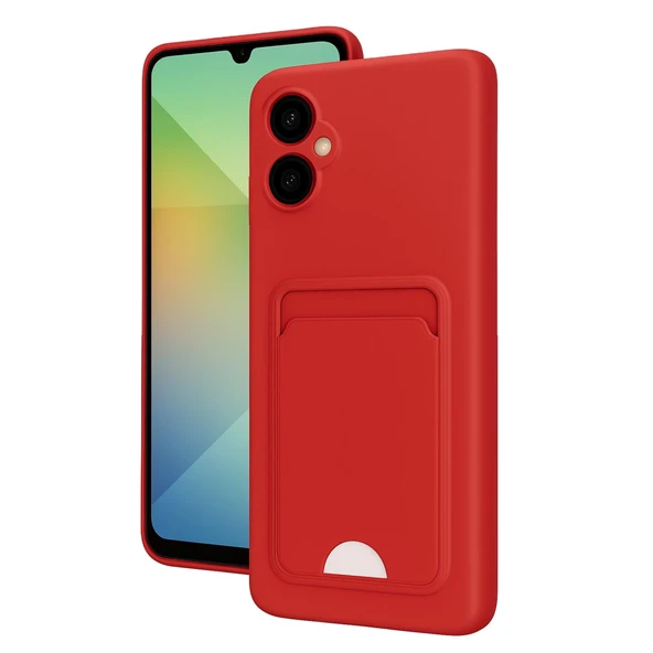 Samsung Galaxy A06 Uyumlu Kılıf Kelvin Kartvizitli Silikon - Kırmızı ürün görseli 1