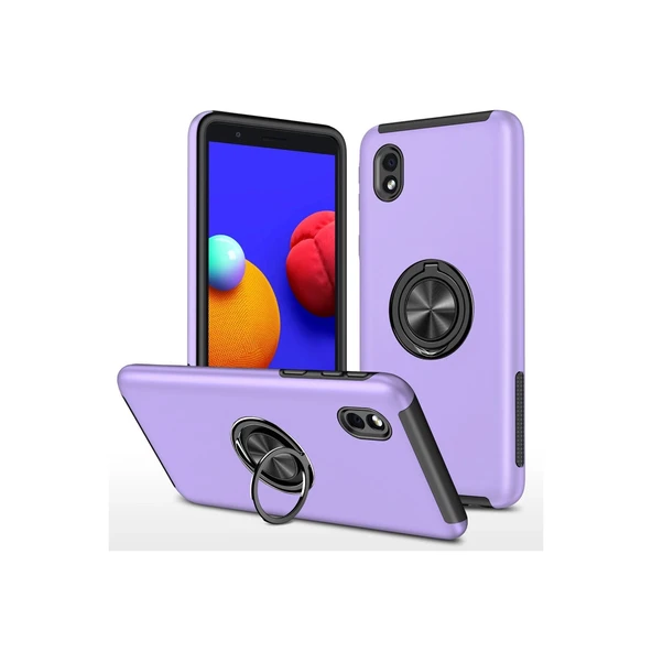 Samsung Galaxy A01 Core Uyumlu Kılıf Elit Yüzüklü Kapak - Mor ürün görseli 1