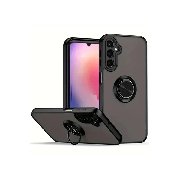 Samsung Galaxy A36 Uyumlu Kılıf Montreal Yüzüklü Silikon Kapak - Siyah ürün görseli 1