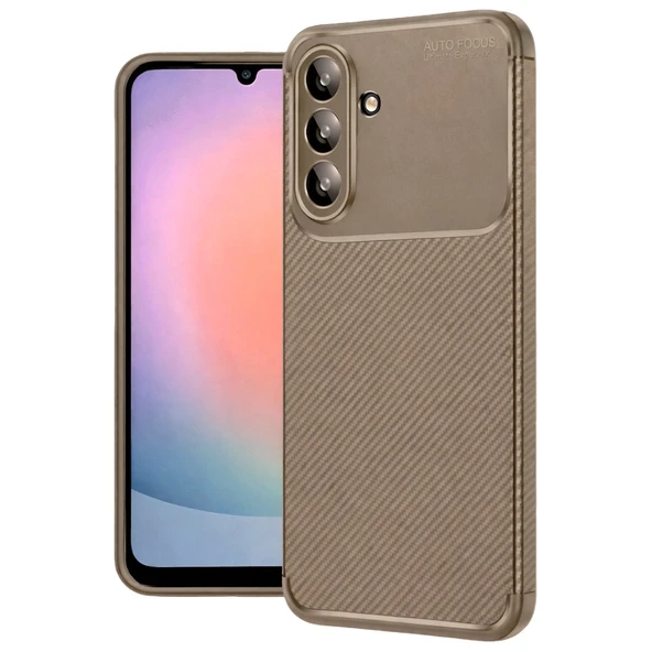 Samsung Galaxy A37 5g Uyumlu Auto Focus Karbon Kapak - Kahverengi ürün görseli 1