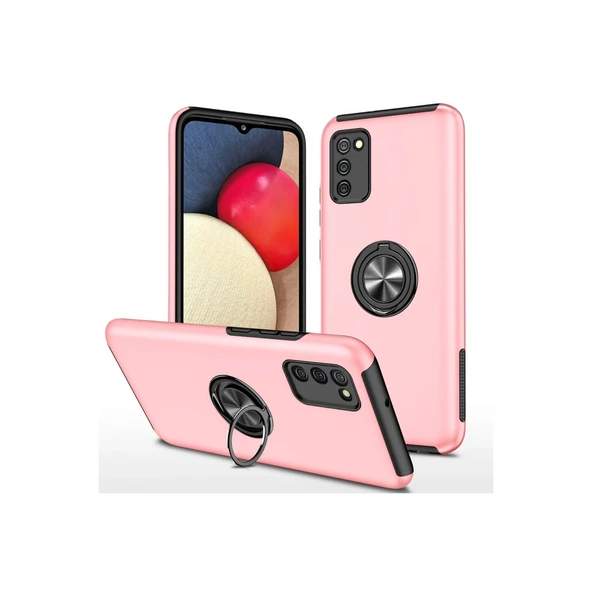 Samsung Galaxy A02s Uyumlu Kılıf Elit Yüzüklü Kapak - Pembe ürün görseli 1