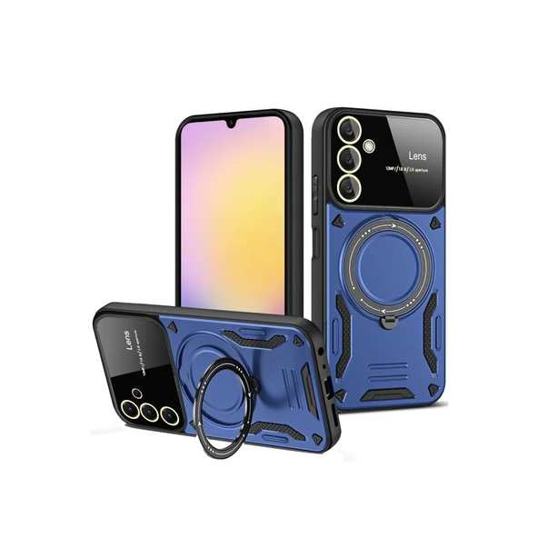 Samsung Galaxy A54 5g Uyumlu Kılıf Joy Lens Standlı Kapak - Lacivert ürün görseli 1