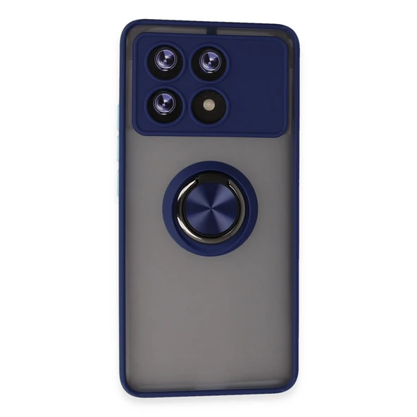 Xiaomi Poco X6 Pro Uyumlu Kılıf Montreal Yüzüklü Silikon Kapak - Lacivert ürün görseli 1