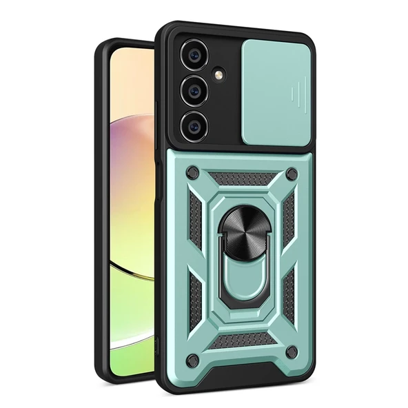 Samsung Galaxy A35 5g Uyumlu Kılıf Pars Lens Yüzüklü Silikon - Yeşil ürün görseli 1
