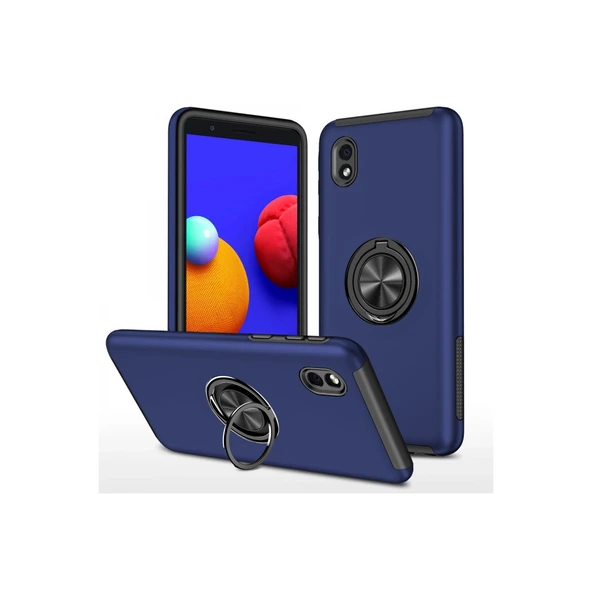 Samsung Galaxy A01 Core Uyumlu Kılıf Elit Yüzüklü Kapak - Lacivert ürün görseli 1