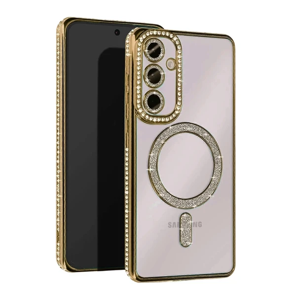 Samsung Galaxy A35 5g Uyumlu Joke Simli Magneticsafe Kılıf - Gold ürün görseli 1