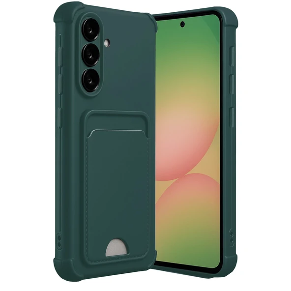 Samsung Galaxy A36 Uyumlu Kılıf Kelvin Kartvizitli Silikon - Koyu Yeşil ürün görseli 1