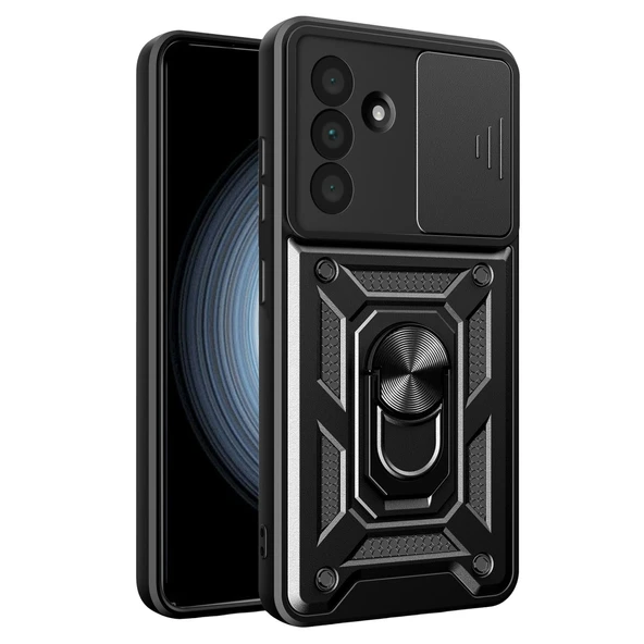 Samsung Galaxy A37 5g Uyumlu Pars Lens Yüzüklü Silikon - Siyah ürün görseli 1