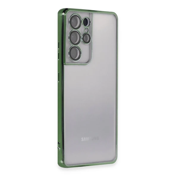 Samsung Galaxy S21 Ultra Uyumlu Kılıf Kamera Korumalı Lensli Silikon - Yeşil ürün görseli 1
