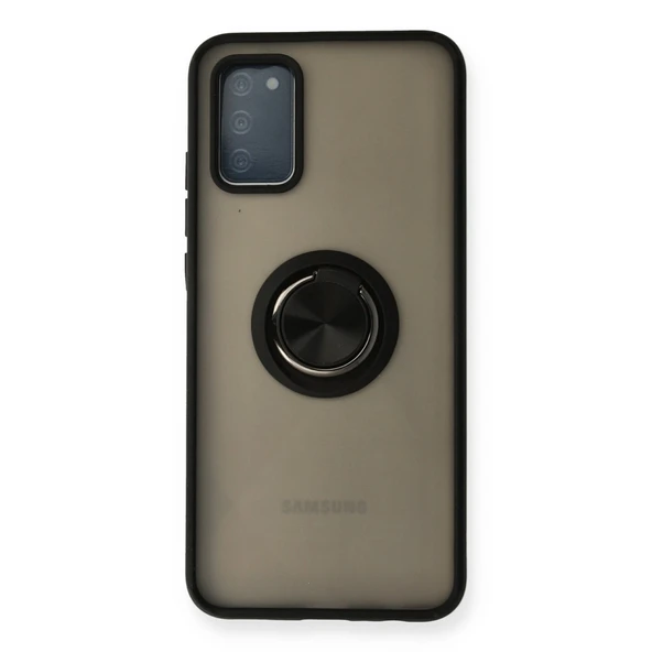 Samsung Galaxy A02s Uyumlu Kılıf Montreal Yüzüklü Silikon Kapak - Siyah ürün görseli 1