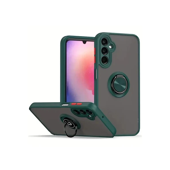 Samsung Galaxy A36 Uyumlu Kılıf Montreal Yüzüklü Silikon Kapak - Yeşil ürün görseli 1