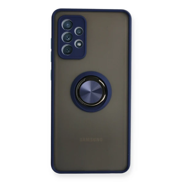 Samsung Galaxy A72 Uyumlu Kılıf Montreal Yüzüklü Silikon Kapak - Lacivert ürün görseli 1