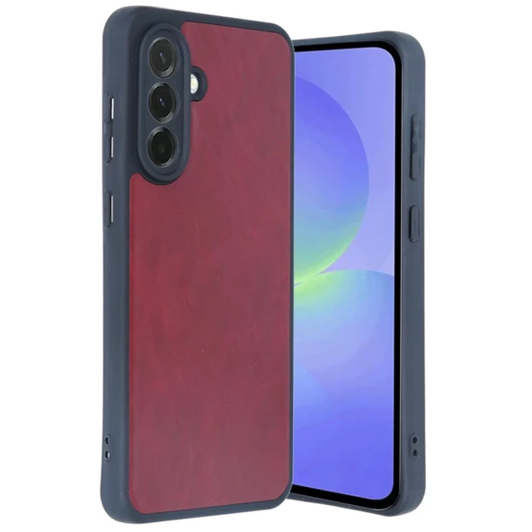 Samsung Galaxy A35 5g Uyumlu Kılıf Aras Deri Kapak - Bordo ürün görseli 1