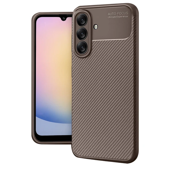 Samsung Galaxy A17 5g Uyumlu Auto Focus Karbon Kapak - Kahverengi ürün görseli 1