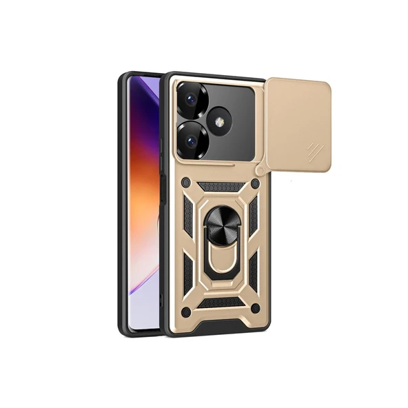 Xiaomi Redmi 13 4g Uyumlu Kılıf Pars Lens Yüzüklü Silikon - Gold ürün görseli 1