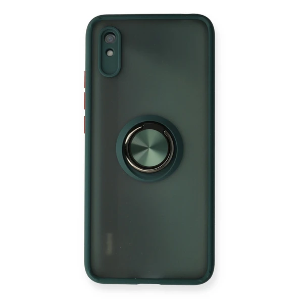 Xiaomi Redmi 9a Uyumlu Kılıf Montreal Yüzüklü Silikon Kapak - Yeşil ürün görseli 1