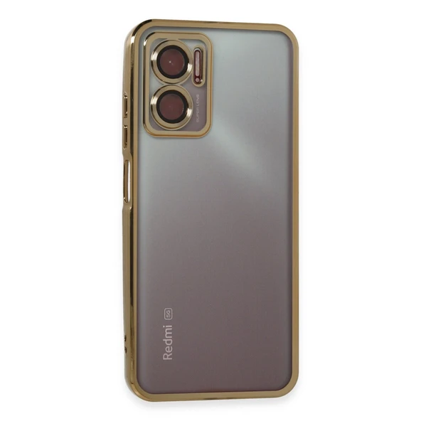 Xiaomi Redmi Note 11e Uyumlu Kılıf Kamera Korumalı Lensli Silikon - Gold ürün görseli 1