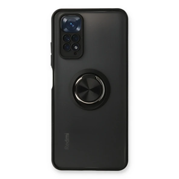 Xiaomi Redmi Note 11 Uyumlu Kılıf Montreal Yüzüklü Silikon Kapak - Siyah ürün görseli 1
