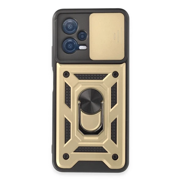 Xiaomi Redmi Note 12 5g Uyumlu Kılıf Pars Lens Yüzüklü Silikon - Gold ürün görseli 1