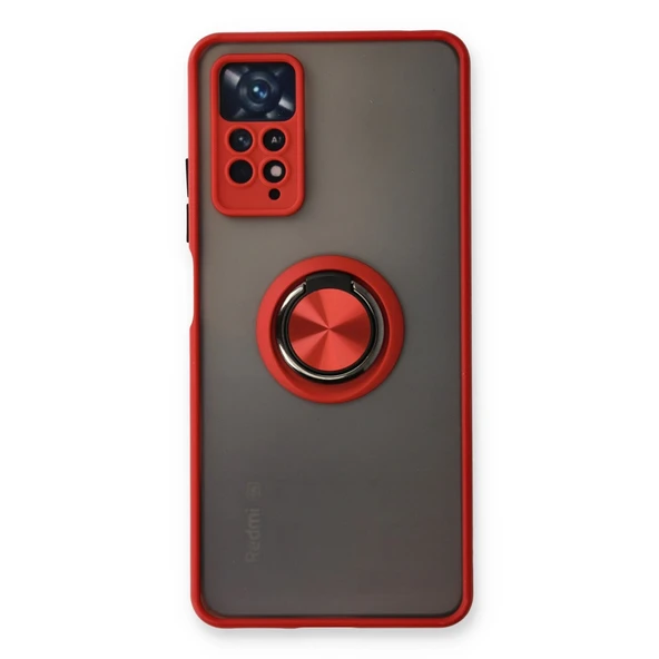 Xiaomi Redmi Note 11 Pro Uyumlu Kılıf Montreal Yüzüklü Silikon Kapak - Kırmızı ürün görseli 1