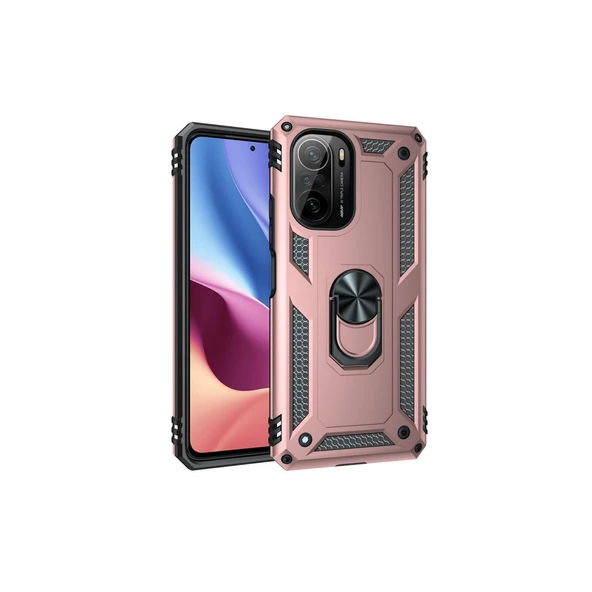 Xiaomi Poco F3 Uyumlu Kılıf Sofya Yüzüklü Silikon Kapak - Rose ürün görseli 1