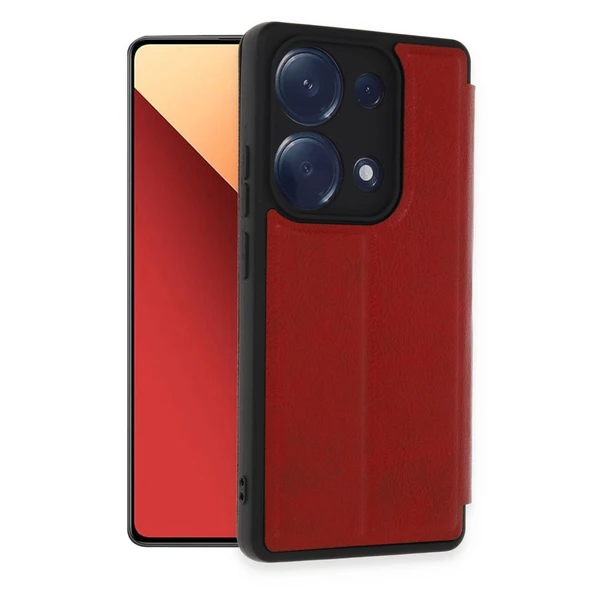 Xiaomi Redmi Note 13 Pro 4g Uyumlu Kılıf Flip Cover - Kırmızı ürün görseli 1