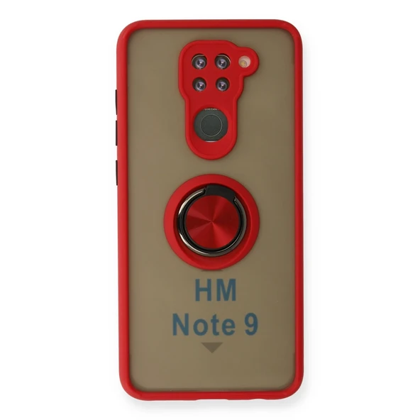 Xiaomi Redmi Note 9 Uyumlu Kılıf Montreal Yüzüklü Silikon Kapak - Kırmızı ürün görseli 1