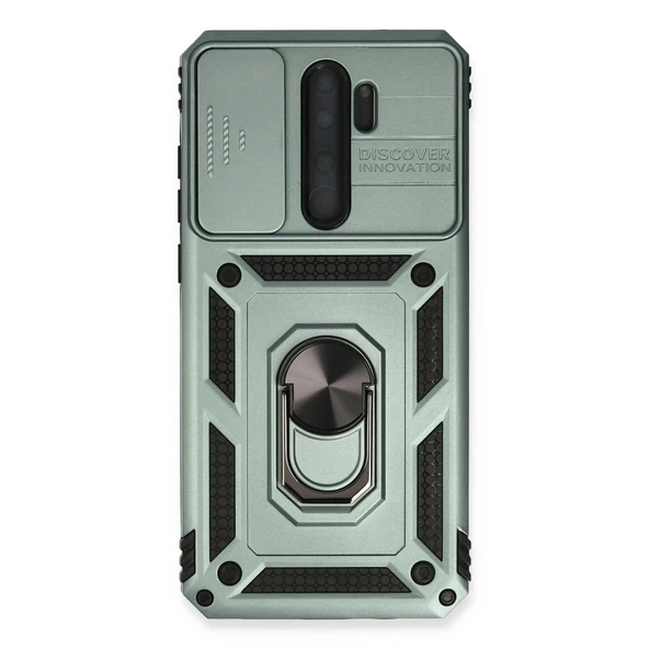 Xiaomi Redmi Note 8 Pro Uyumlu Kılıf Pars Lens Yüzüklü Silikon - Yeşil ürün görseli 1