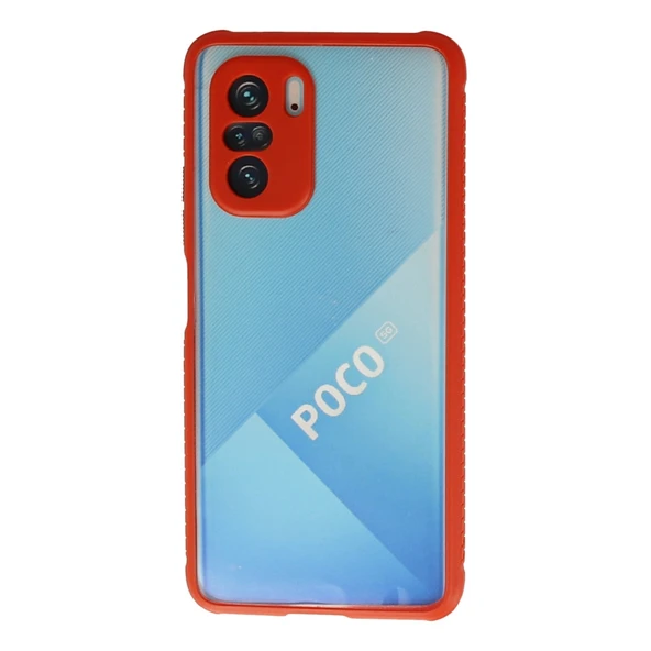 Xiaomi Poco F3 Uyumlu Kılıf Miami Şeffaf Silikon - Kırmızı ürün görseli 1