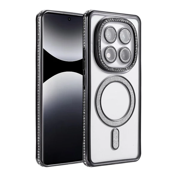 Xiaomi Redmi Note 14 Pro 5g Uyumlu Joke Simli Magneticsafe Kılıf - Siyah ürün görseli 1