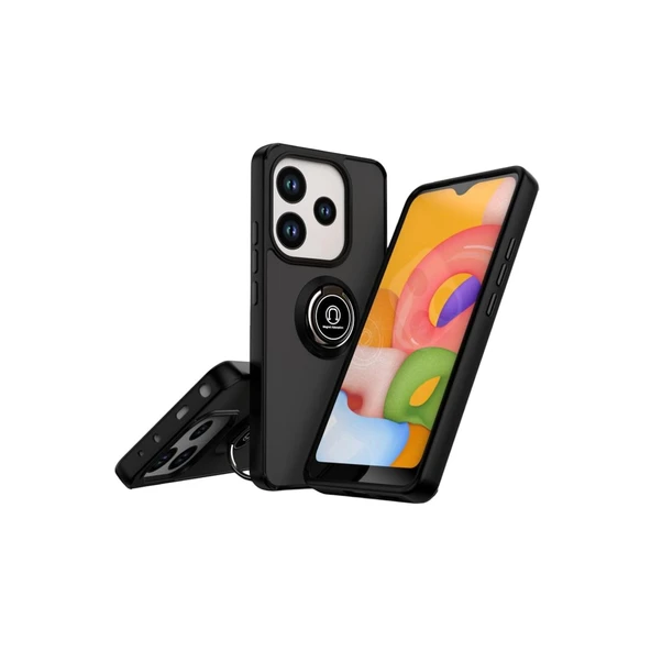 Xiaomi Redmi Note 14 4g Uyumlu Montreal Yüzüklü Silikon Kapak - Siyah ürün görseli 1