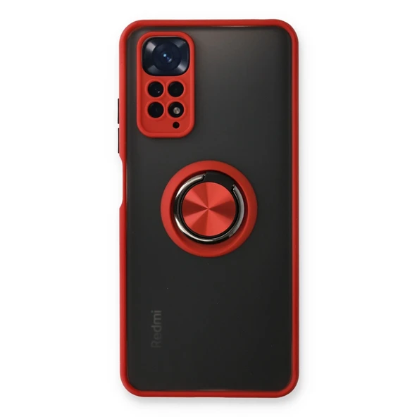 Xiaomi Redmi Note 11 Uyumlu Kılıf Montreal Yüzüklü Silikon Kapak - Kırmızı ürün görseli 1