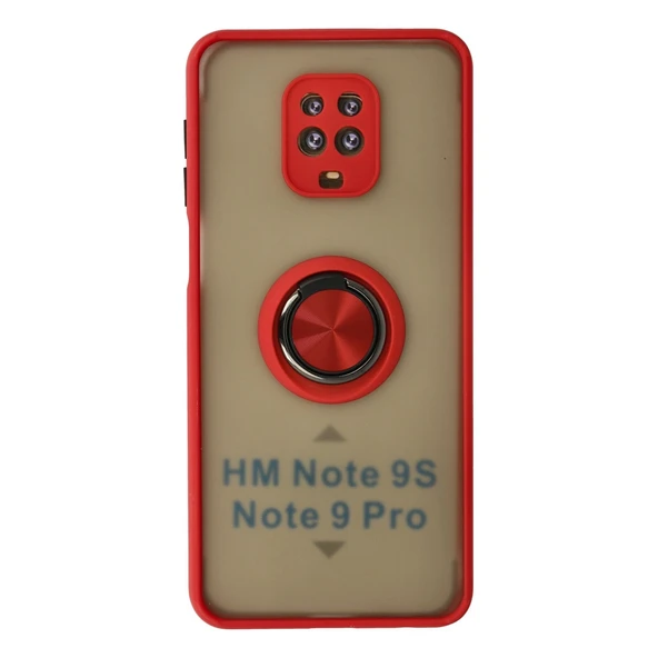 Xiaomi Redmi Note 9 Pro Uyumlu Kılıf Montreal Yüzüklü Silikon Kapak - Kırmızı ürün görseli 1