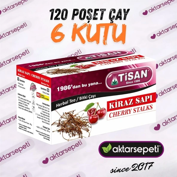 Tisan Kiraz Sapı Çayı 6 Kutu 120 Poşet Çay ürün görseli 1