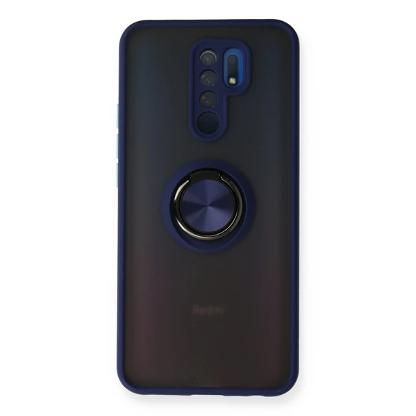 Xiaomi Redmi 9 Uyumlu Kılıf Montreal Yüzüklü Silikon Kapak - Lacivert ürün görseli 1