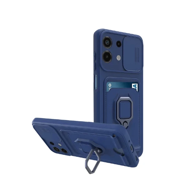 Xiaomi Redmi Note 13 4g Uyumlu Kılıf Zuma Kartvizitli Yüzüklü Silikon - Lacivert ürün görseli 1