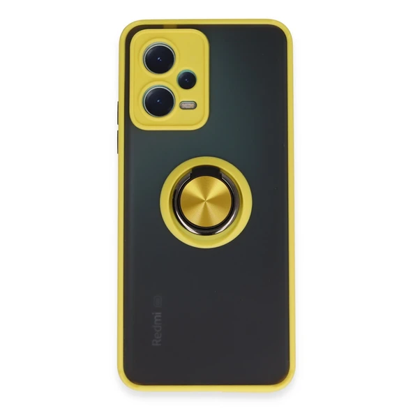 Xiaomi Redmi Note 12 5g Uyumlu Kılıf Montreal Yüzüklü Silikon Kapak - Sarı ürün görseli 1