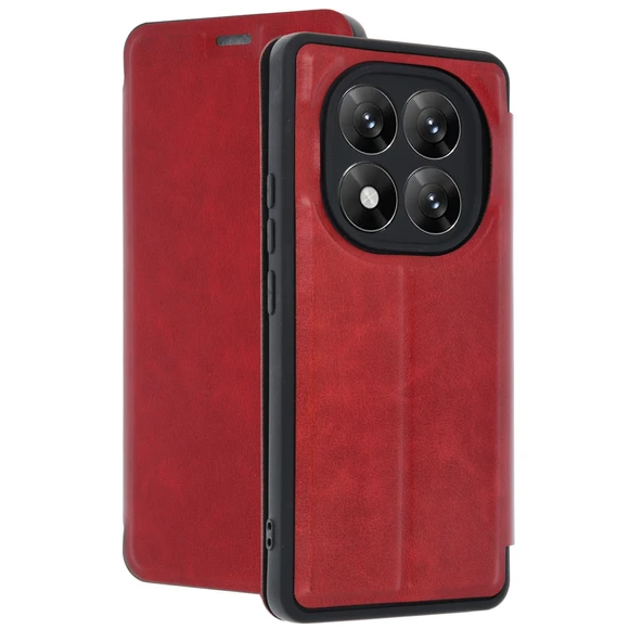 Xiaomi Redmi Note 14 Pro 5g Uyumlu Kılıf Flip Cover - Kırmızı ürün görseli 1
