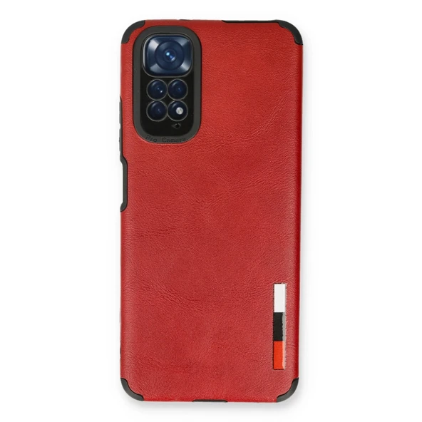 Xiaomi Redmi Note 11 Uyumlu Kılıf Loop Deri Silikon - Kırmızı ürün görseli 1