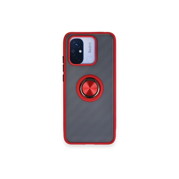 Xiaomi Redmi 12c Uyumlu Kılıf Montreal Yüzüklü Silikon Kapak - Kırmızı ürün görseli 1