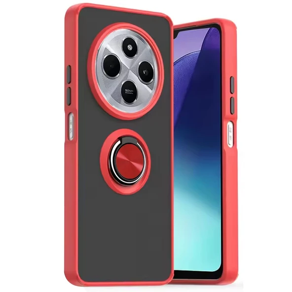 Xiaomi Redmi 14c Uyumlu Kılıf Montreal Yüzüklü Silikon Kapak - Kırmızı ürün görseli 1