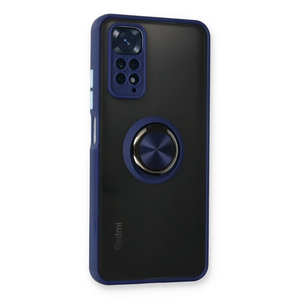 Xiaomi Redmi Note 11 Uyumlu Kılıf Montreal Yüzüklü Silikon Kapak - Lacivert ürün görseli 1